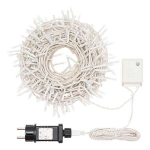 XMASKING Catena luci 49,5 m, 700 LED Bianco Freddo, Memory Controller, Cavo Bianco, Timer con Pulsante Luminoso, 31V