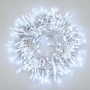 XMASKING Catena luci 49,5 m, 700 LED Bianco Freddo, Memory Controller, Cavo Bianco, Timer con Pulsante Luminoso, 31V