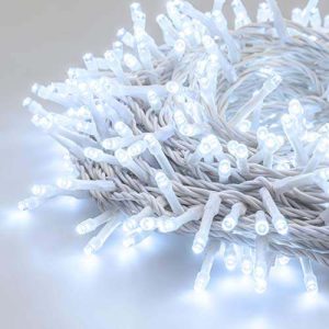 XMASKING Catena luci 49,5 m, 700 LED Bianco Freddo, Memory Controller, Cavo Bianco, Timer con Pulsante Luminoso, 31V