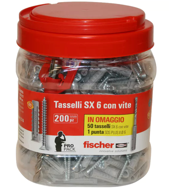TASSELLI FISCHER NYLON SX 8 S CON VITE BARATTOLO 120 PZ