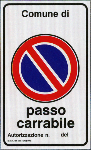 SEGNALETICA 40X60 PASSO CARRABILE IN ALLUMIN.