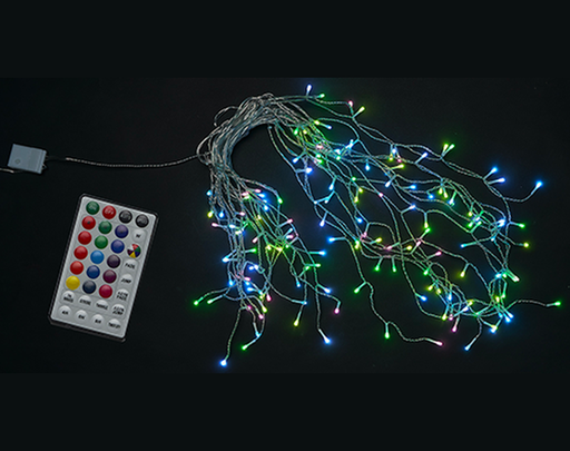 NATALE - LUCI TENDA 160LED MULTICOL RGB C/TELECOMANDO IP44 X EST. MAURER