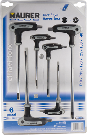 CHIAVI TORX A T IN SERIE MAURER PLUS 6PZ CV - CF. BLISTER