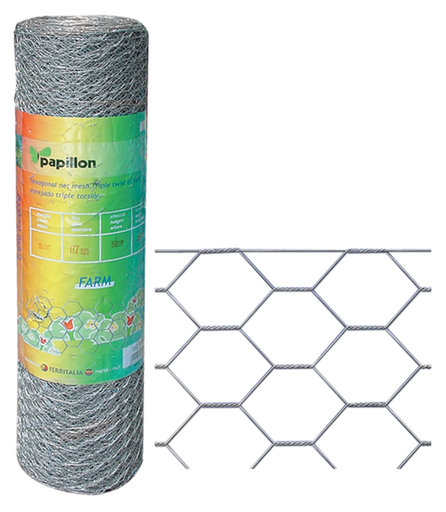 RETE PAPILLON FARM TRIPLA 16X2MM H 100CM 25MT ZINCATA