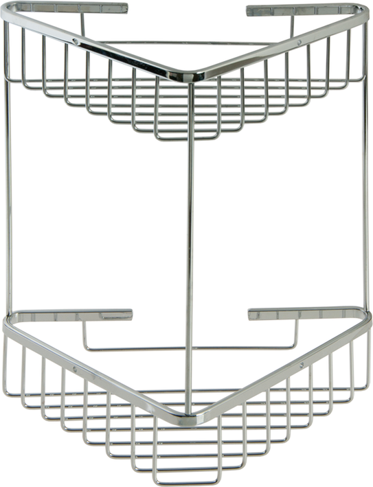PORTAOGGETTI BAGNO ANGOLARE DOPPIO ACCIAIO INOX CROMATO 20X20X35CMMAURER
