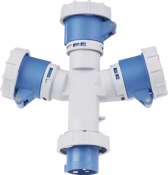 ADATTATORE INDUSTR. 1SPINA 2PRESE MAURER PLUS 380V 2P T 16A CE - SCATOLA