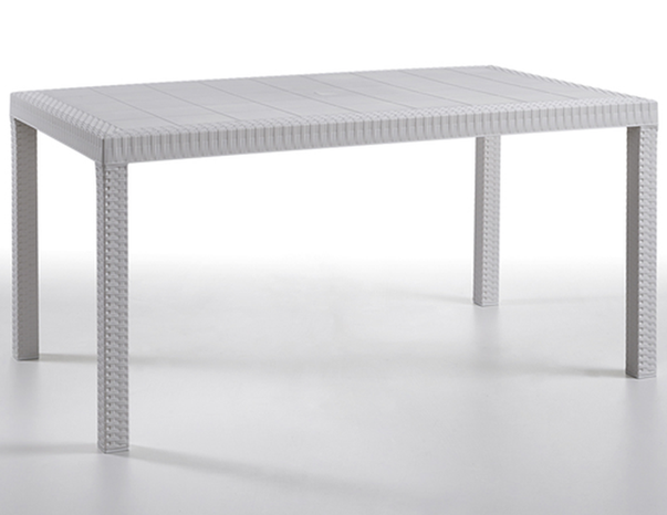 TAVOLO RESINA RETTANG.140X80CM "URANO" BIANCO SIMILRATTAN