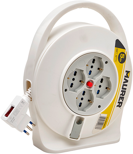 AVVOLGICAVO ELETTRICO DOMESTICO 5MT MAURER 4 SCHUKO - CF. IN BUSTA